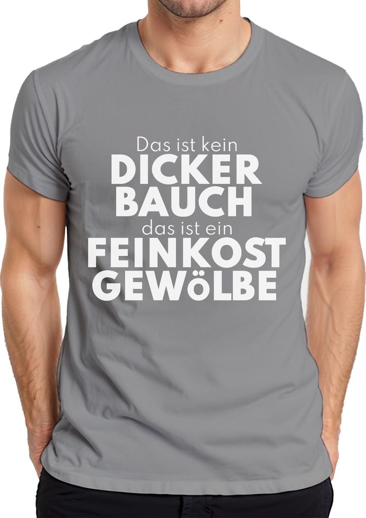 Kein dicker Bauch Feinkostgewölbe lustiger Spruch Foodie Geschenk Herren T-Shirt, Grau, L