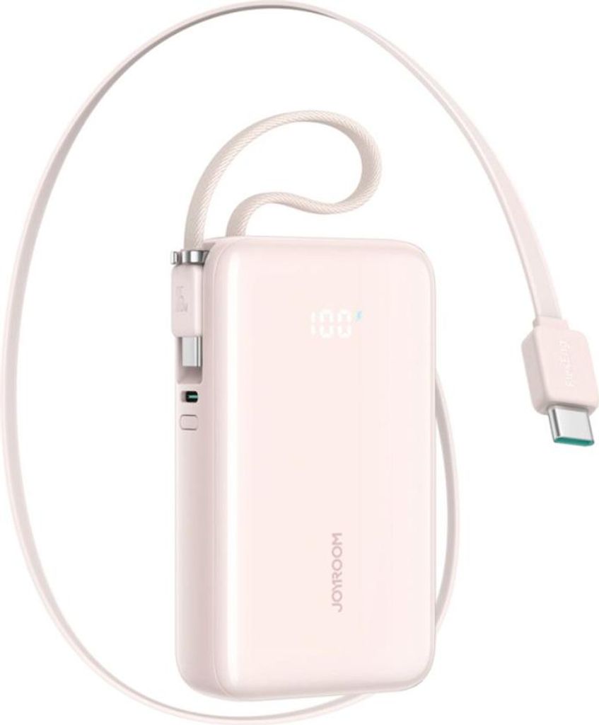 Joyroom JR-PR2L Powerbank 10000 mAh 35W mit zwei integrierten USB-C-Kabeln Pink