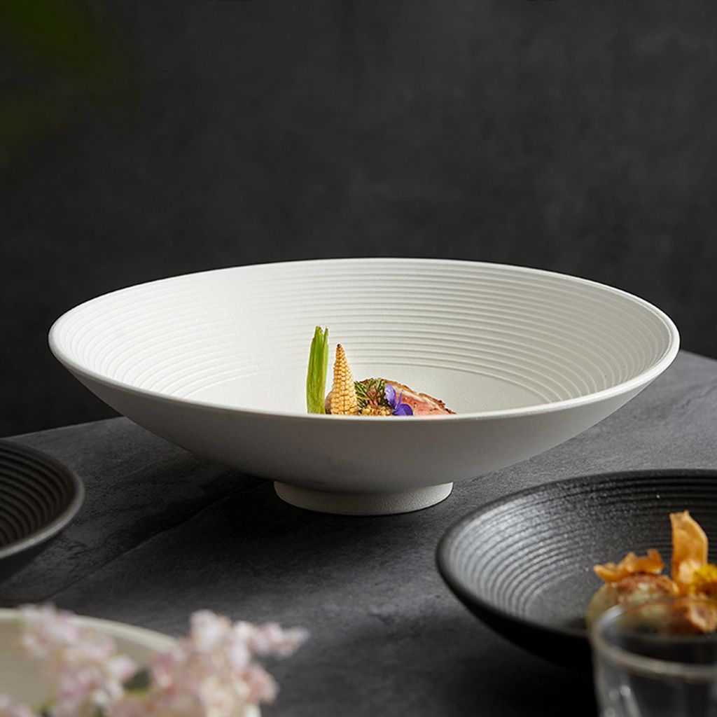 360home Gastronomiemöbel Restaurant Bar Cafe Ladeneinrichtung Einfacher westlicher Essteller Gastro Geschirr Weiß 23cm