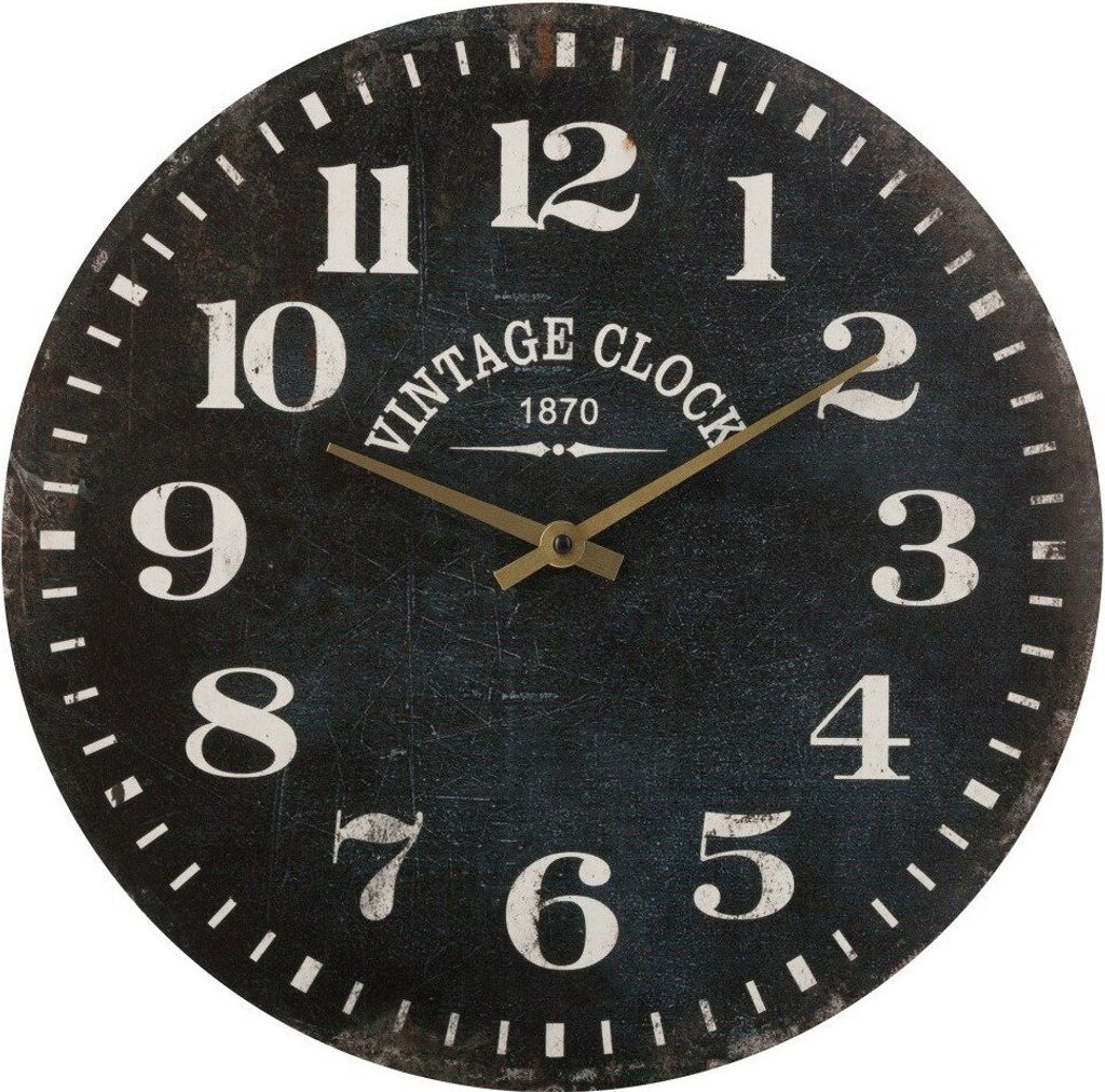 Wanduhr aus Holz mit römischen Ziffern, Old Style Uhr, weiß, Durchmesser 38 cm - Atmosphera