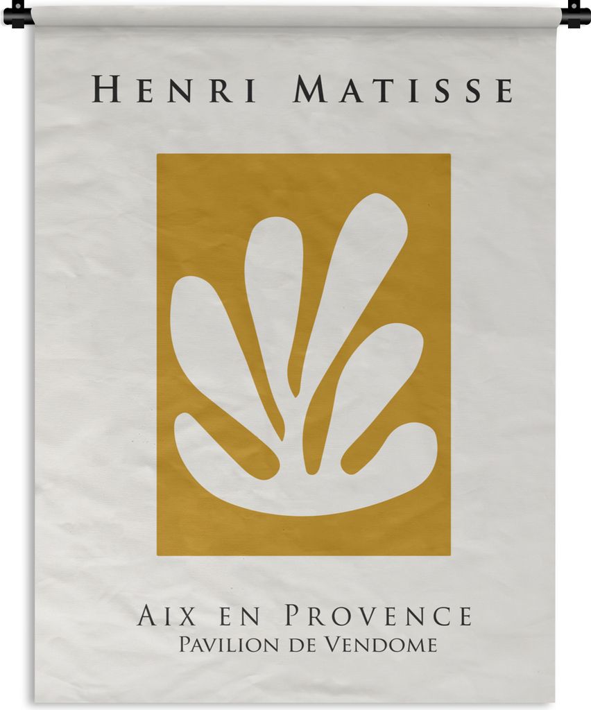 MuchoWow Wandteppich Wandbehang Matisse - Ockergelb - Formen - Blätter - Plastik 90x120 cm Tapisserie Dekoration Wandtuch - Wanddeko