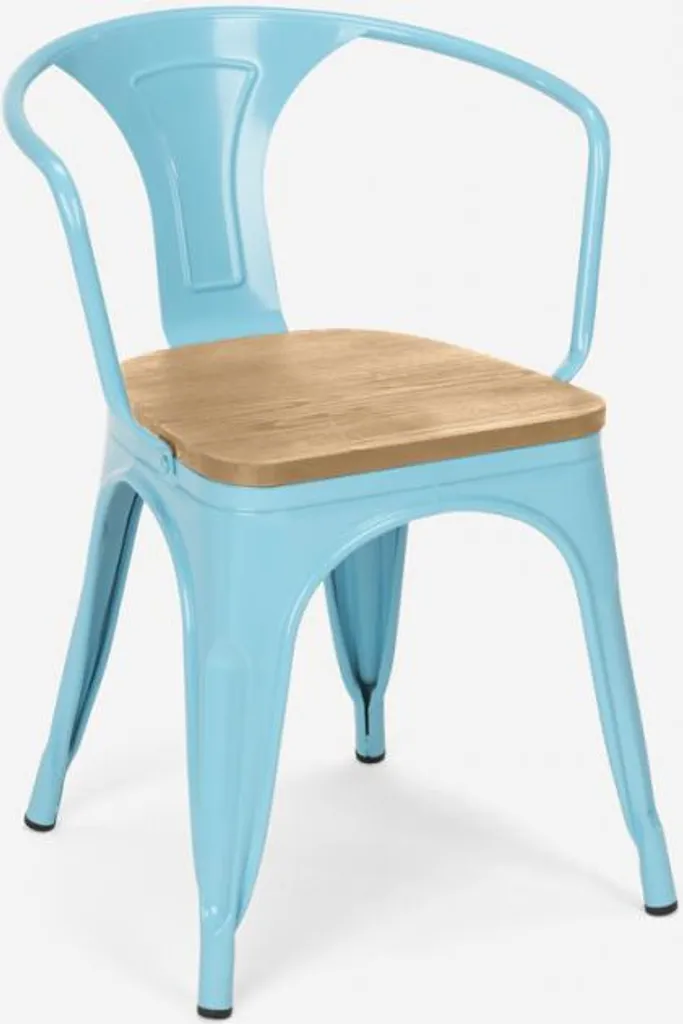 Chaise haute style industriel bleu clair Steel Wood Light métal et bois