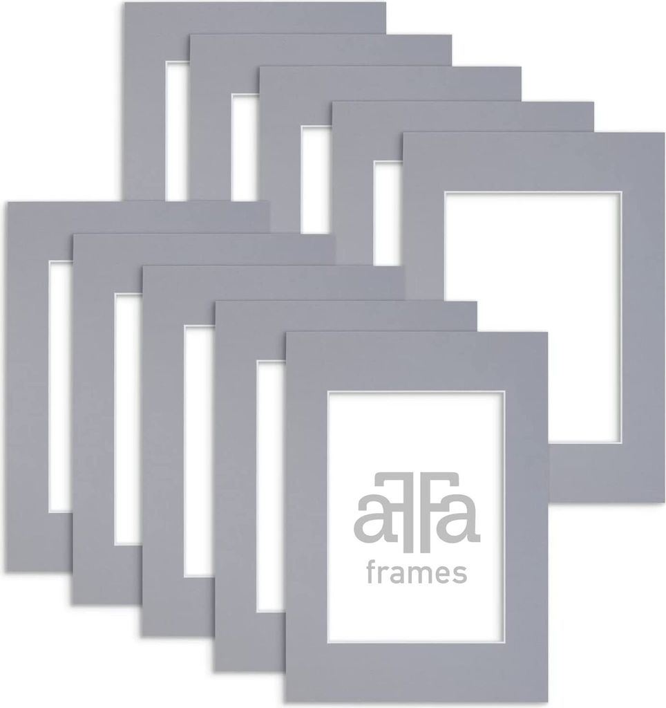 aFFa frames Passe Partout | Minimalistische Bildunterlage zur Anzeige Ihrer Fotos, Poster, Diplome | Karton, Farbe, Grau, 18x24 cm | 10 Stück pro Set