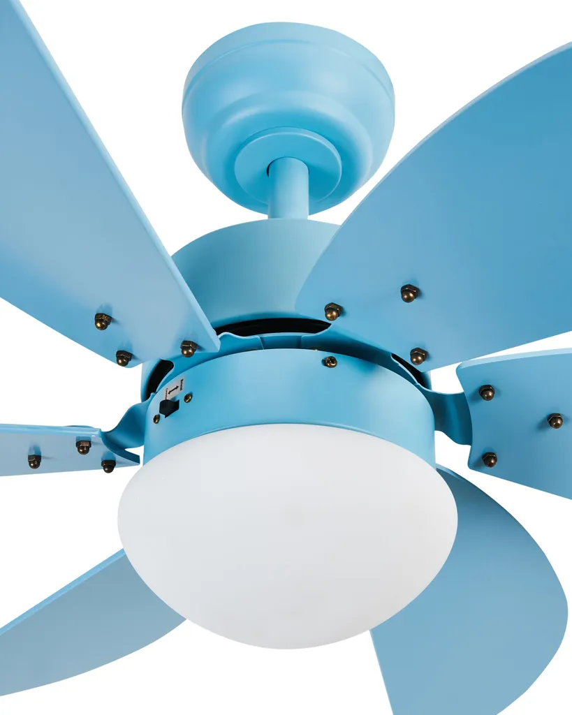 Ventilateur de plafond pour chambre ou salon scandinave bleu pastel