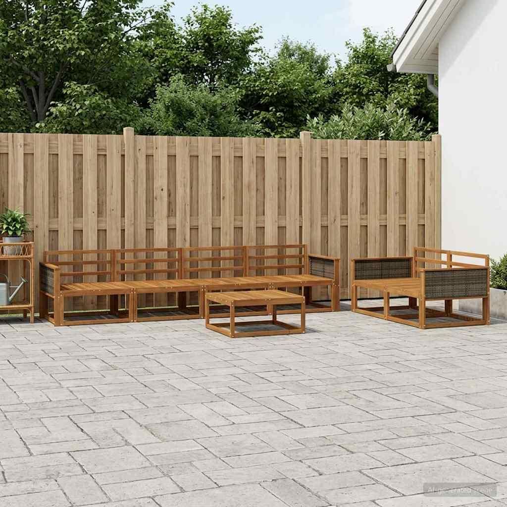 Möbel Outdoor-Sofagarnitur 7 pcs Natur Massivholz AkazieGartensofas - Gartensofas c770
