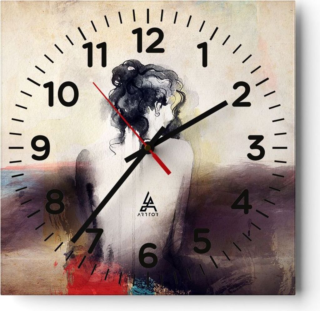 Wanduhr - Quadrat - Glasuhr - Frau handeln nackt - 30x30cm - Schleichendes Uhrwerk - Lautlos - zum Aufhängen bereit - Dekoration Modern - Wanddeko...