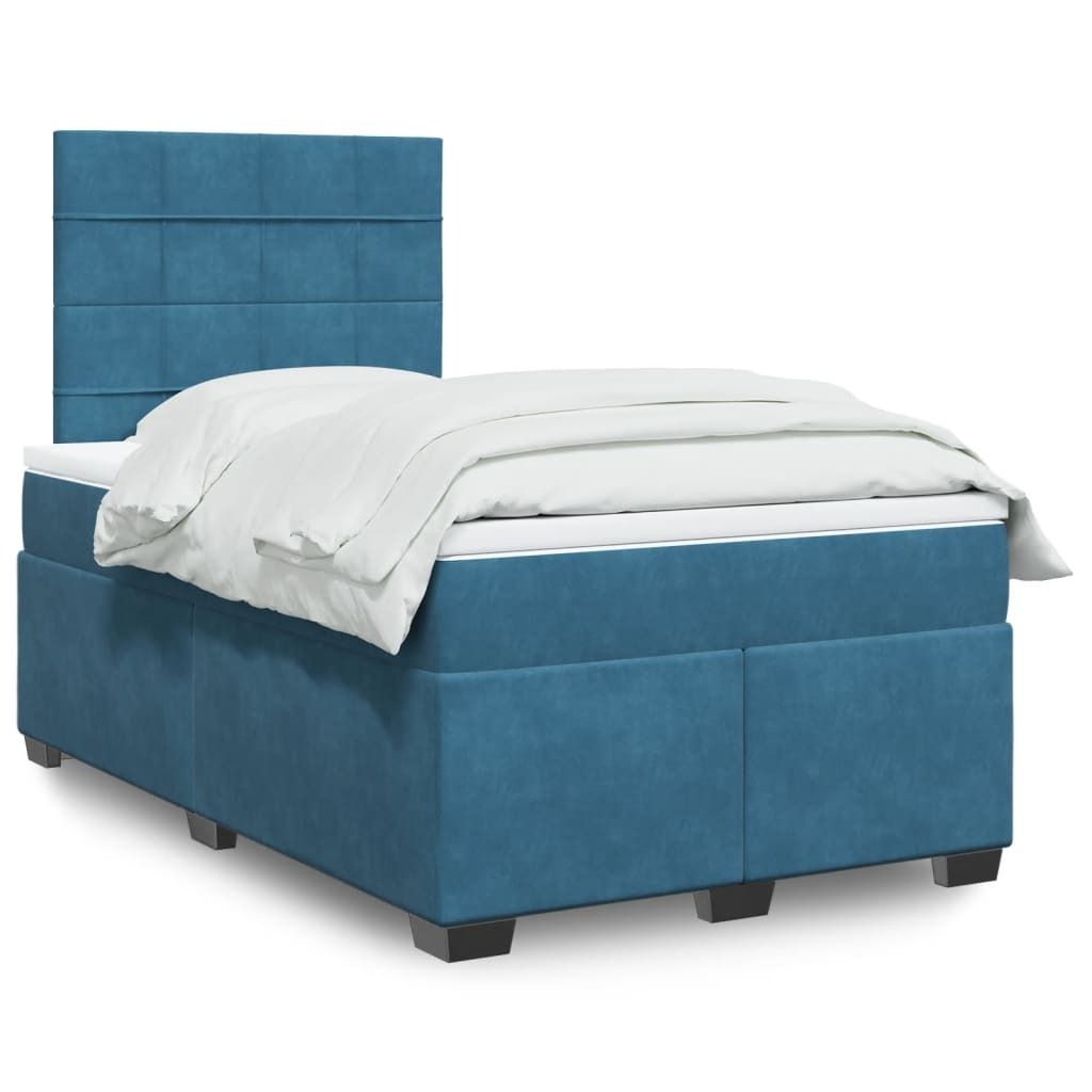 Stabli Möbel Boxspringbett mit Matratze Blau 120x200 cm Samt CC4635892