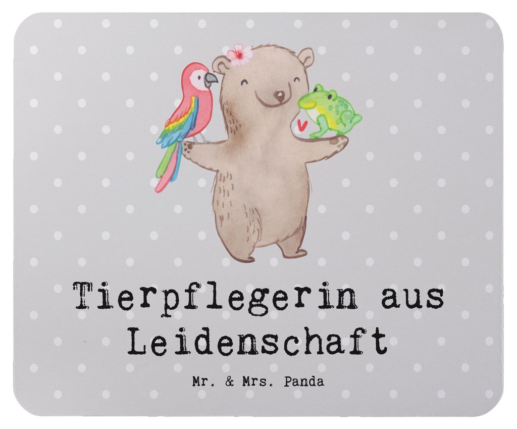 Mr. & Mrs. Panda Mousepad Tierpflegerin Leidenschaft - Grau Pastell - Geschenk, Mouse Pad, computer, Mauspad, laptop, pc