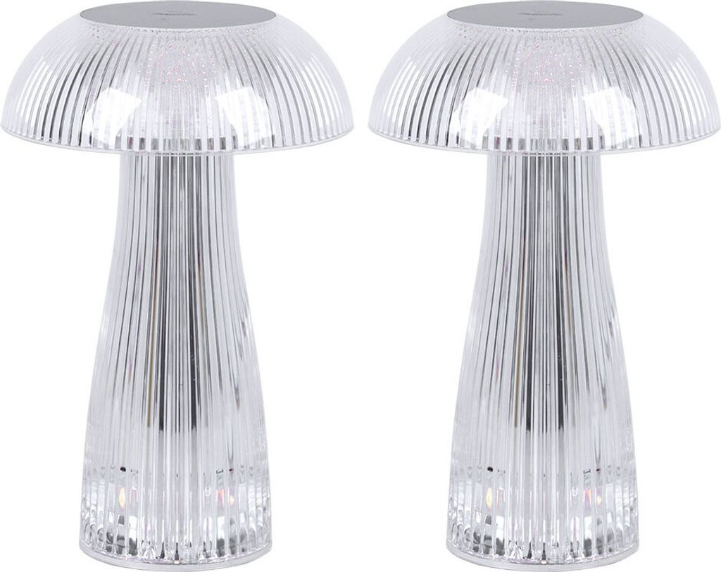 2x LED Tischleuchte, Touchdimmer, Akku, USB-Kabel, H 25 cm