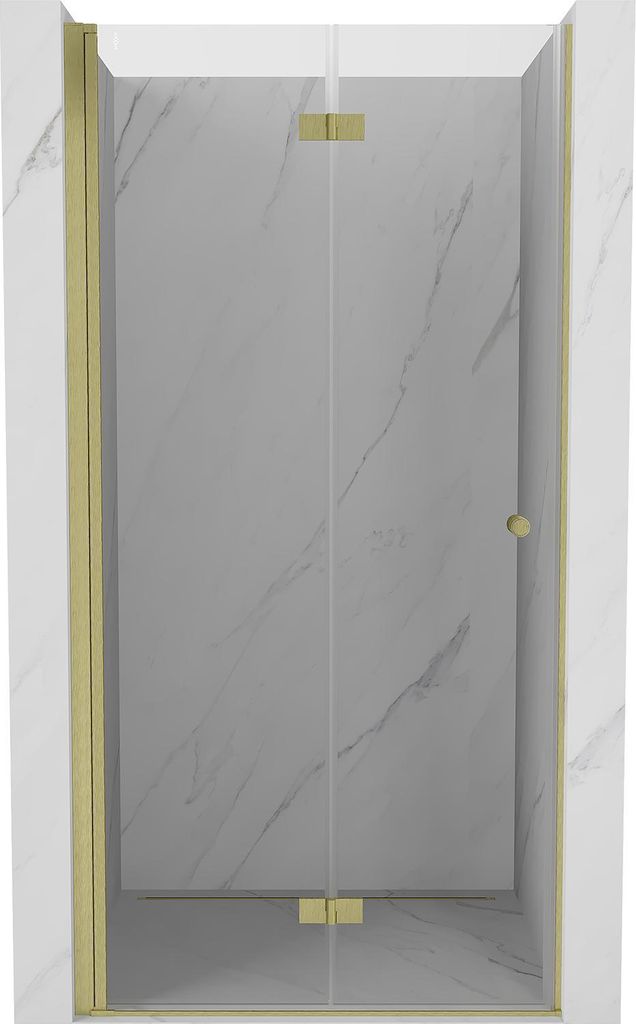 Mexen Mist-F Faltbare Duschabtrennung links 100 cm, transparent, gebürstetes Gold - 8A6-100-000-55-00-L