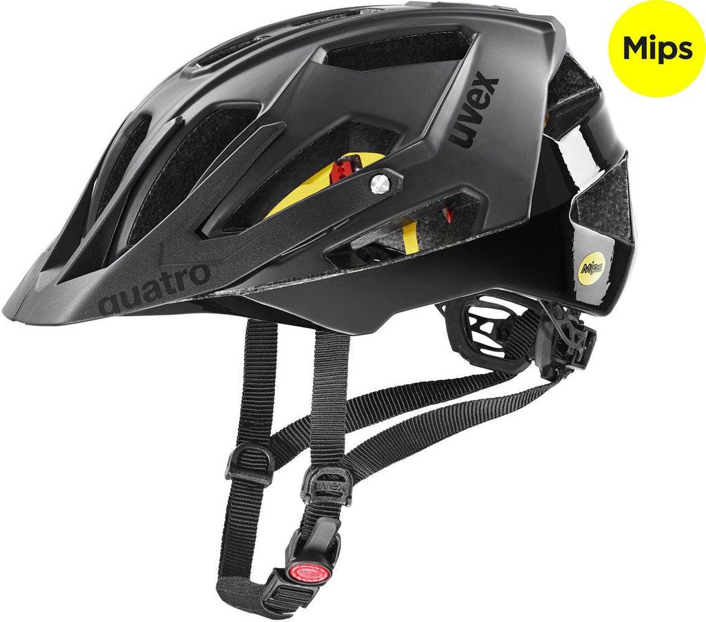 uvex Quatro cc MIPS - sicherer MTB-Helm für Damen und Herren - MIPS-Sysytem - waschbare Innenausstattung - Black matt - 56-61 cm
