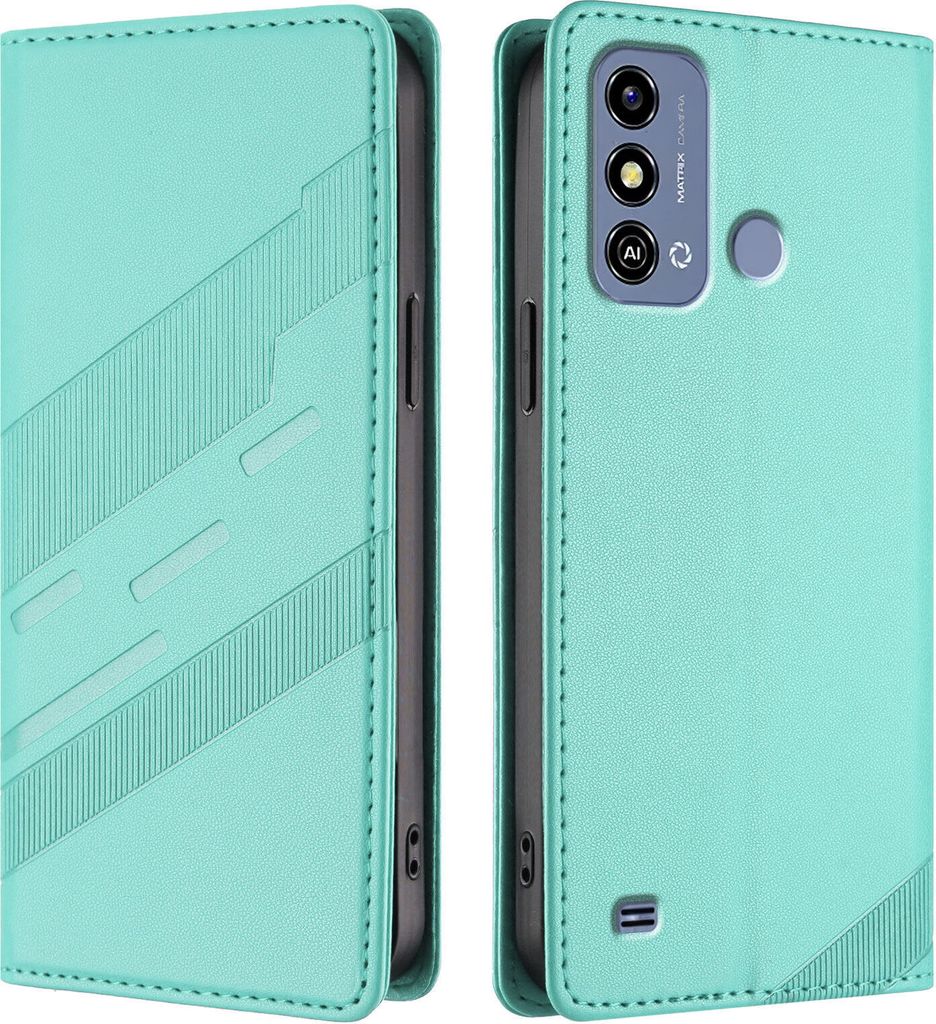 Hülle für ZTE Blade A53 5G, Kunstleder Brieftaschen Handyhülle mit Kartenfach und Standfunktion Türkis