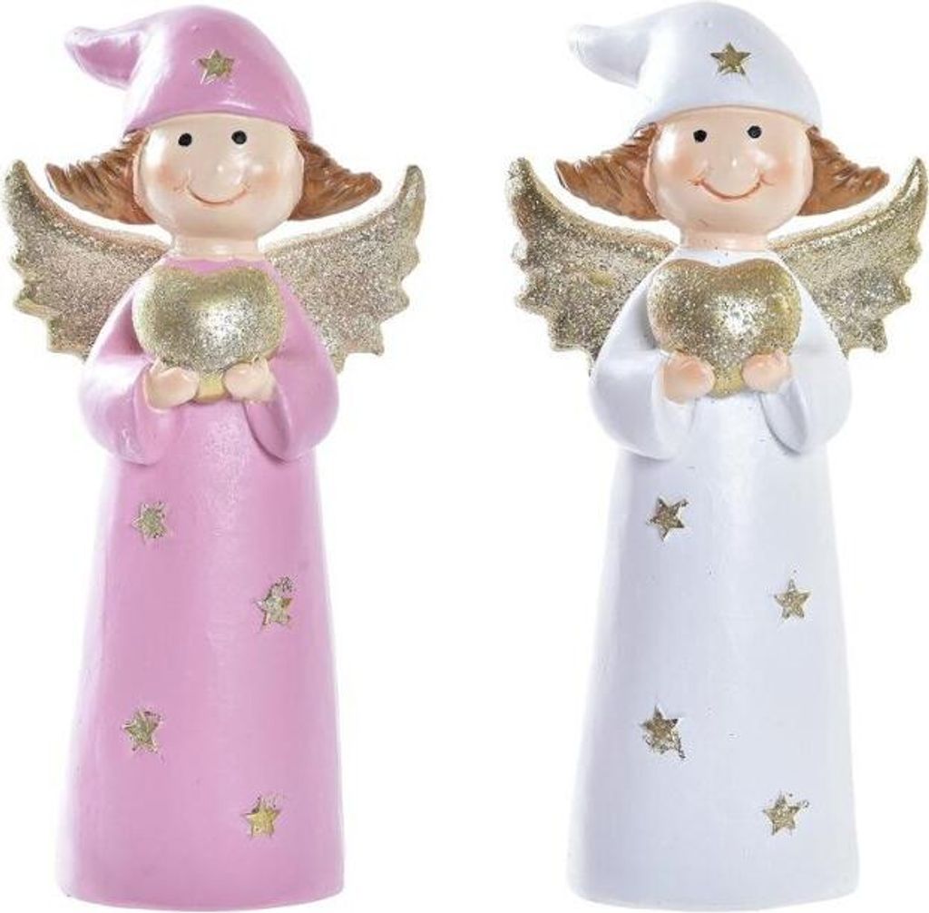 Weihnachtsschmuck DKD Home Decor Porzellan Engel (7 x 5 x 14 cm) (2 Stück)