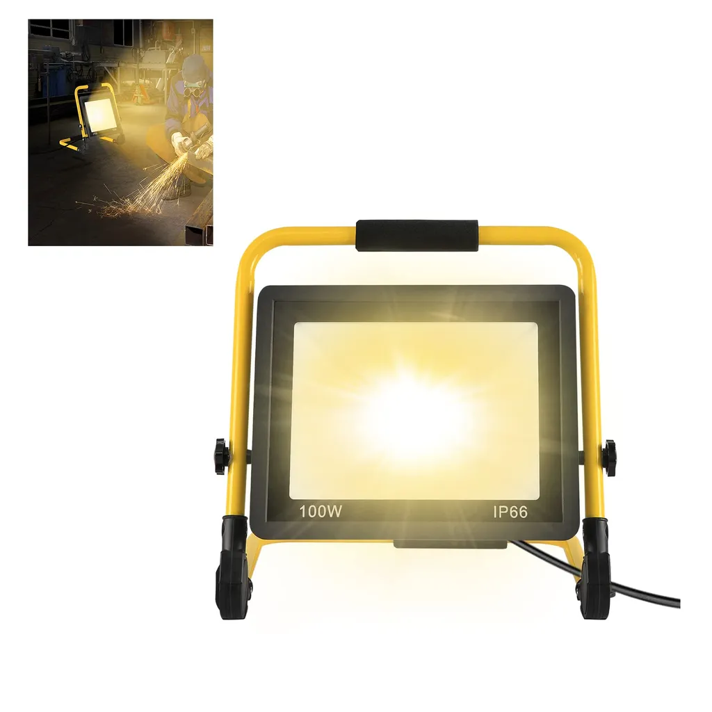Projecteur LED 100W IP66 Étanche avec Support Orientable Blanc Chaud