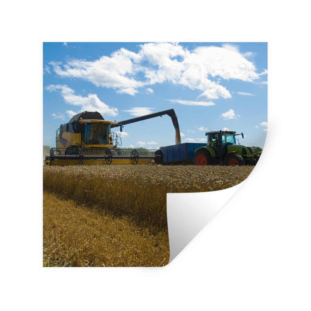 MuchoWow Wandtattoo Wandsticker Wandaufkleber Traktor - Bauernhof - Landleben - Ernte - Getreide 30x30 cm Selbstklebend und Repositionierbar - Re...
