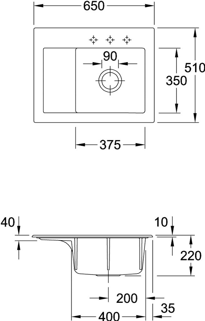 Villeroy & Boch Keramikspüle 331302TR, Subway 45 Compact Einbauspüle - inkl.