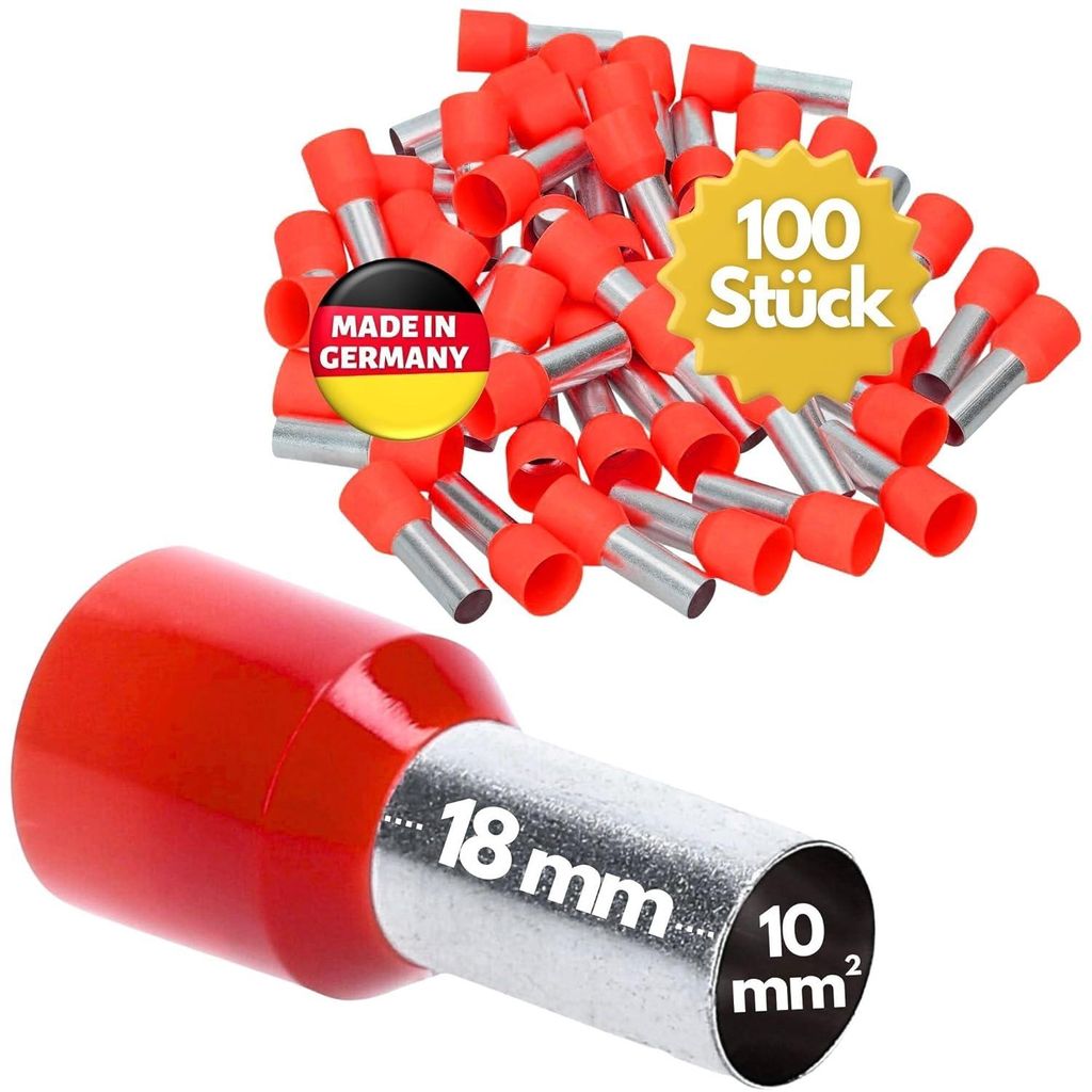 100 embouts Kalitec AE1018RT isolés, 10,0 mm², longueur 18 Image du produit 