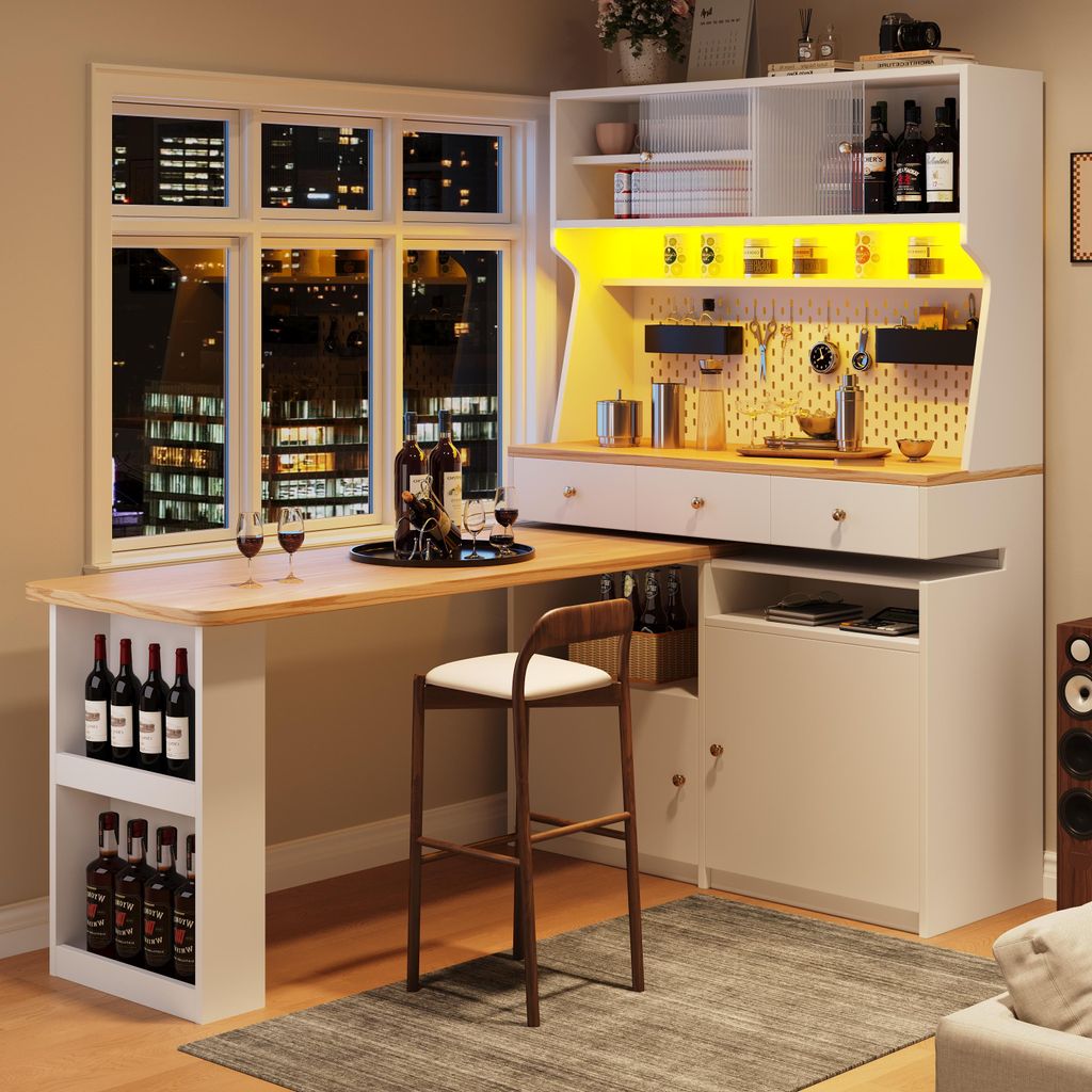 Flieks Hochschrank Küchenschrank mit ausziehbarem Tisch, Produktbild 