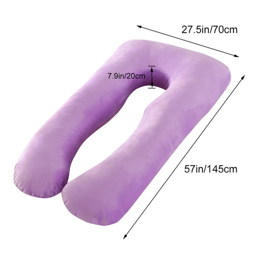 Grand Oreiller d'Allaitement et de Maternité Forme U, Velours Lavable - 4