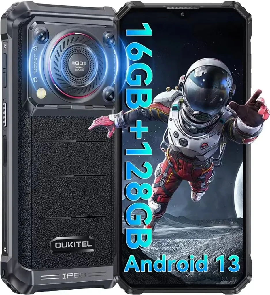 Smartphone Oukitel WP36 Noir 8/128 Go avec Batterie 10600 mAh Puissante