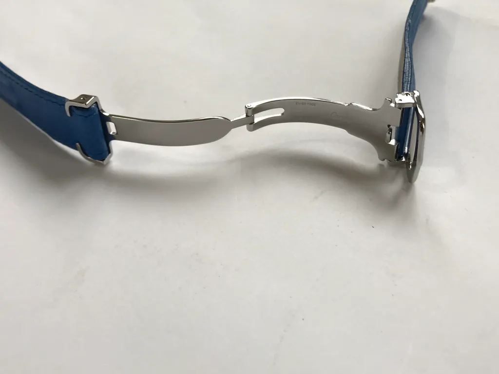 Bracelet de Montre en Cuir Bleu 18mm avec Boucle pour Modèle Cartier