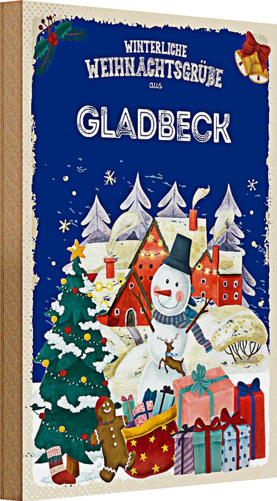 Holzschild Weihnachtsgrüße GLADBECK 20x30cm