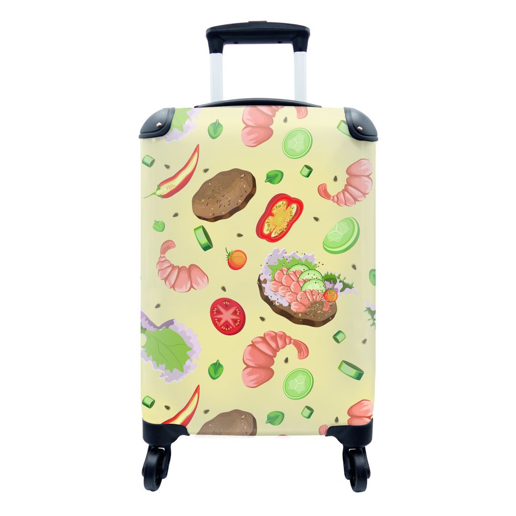 MuchoWow Koffer Handgepäck Trolley Rollkoffer Kleine Reisekoffer mit 4 Rollen - Muster - Lebensmittel - Gemüse - Cabin Size < 55x40x23 cm & 55x...