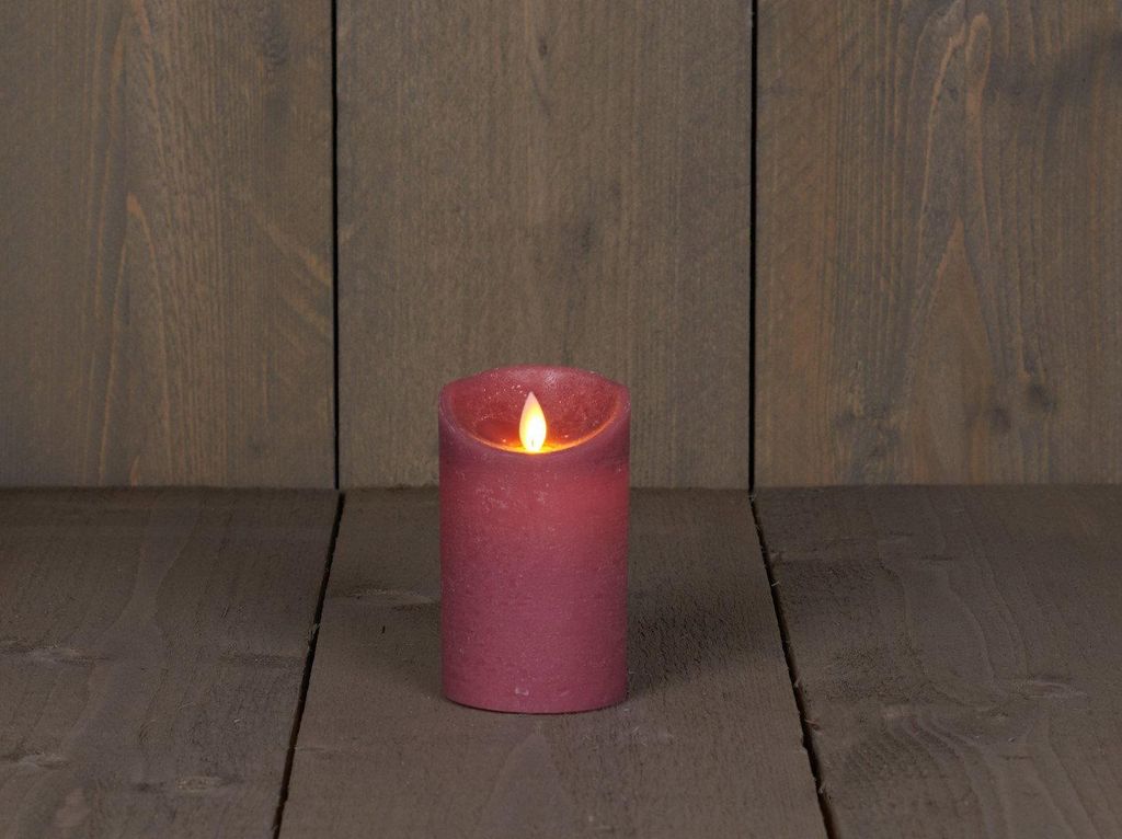 Kaars wax rustiek bewegende vlam 7,5x12,5 cm antiek roze Productafbeelding 