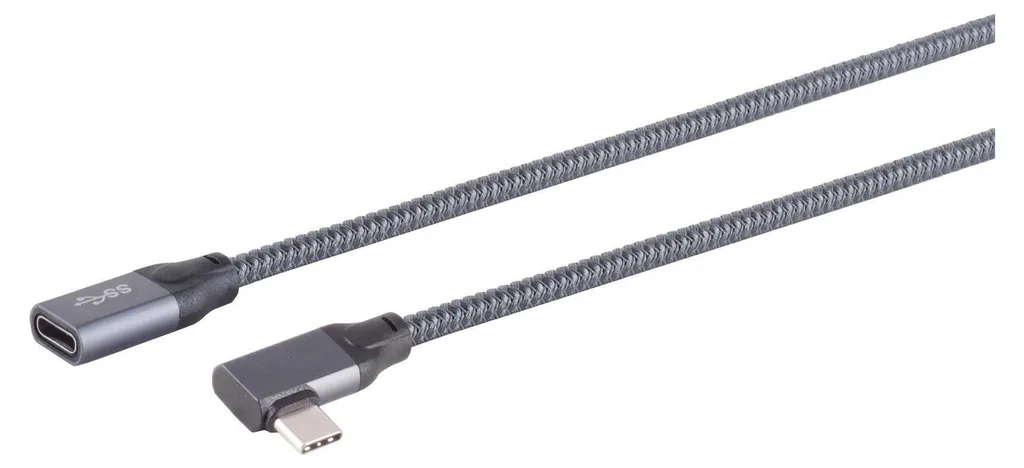 S/CONN Câble d'Extension USB-C 3.2 Pro 90° - 0,5m (13-56010) Noir