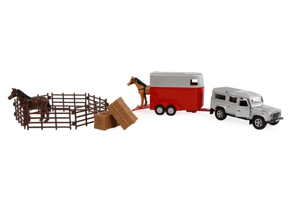 Kids Globe Pull-Back Land Rover mit Pferdeanhänger und Produktbild 