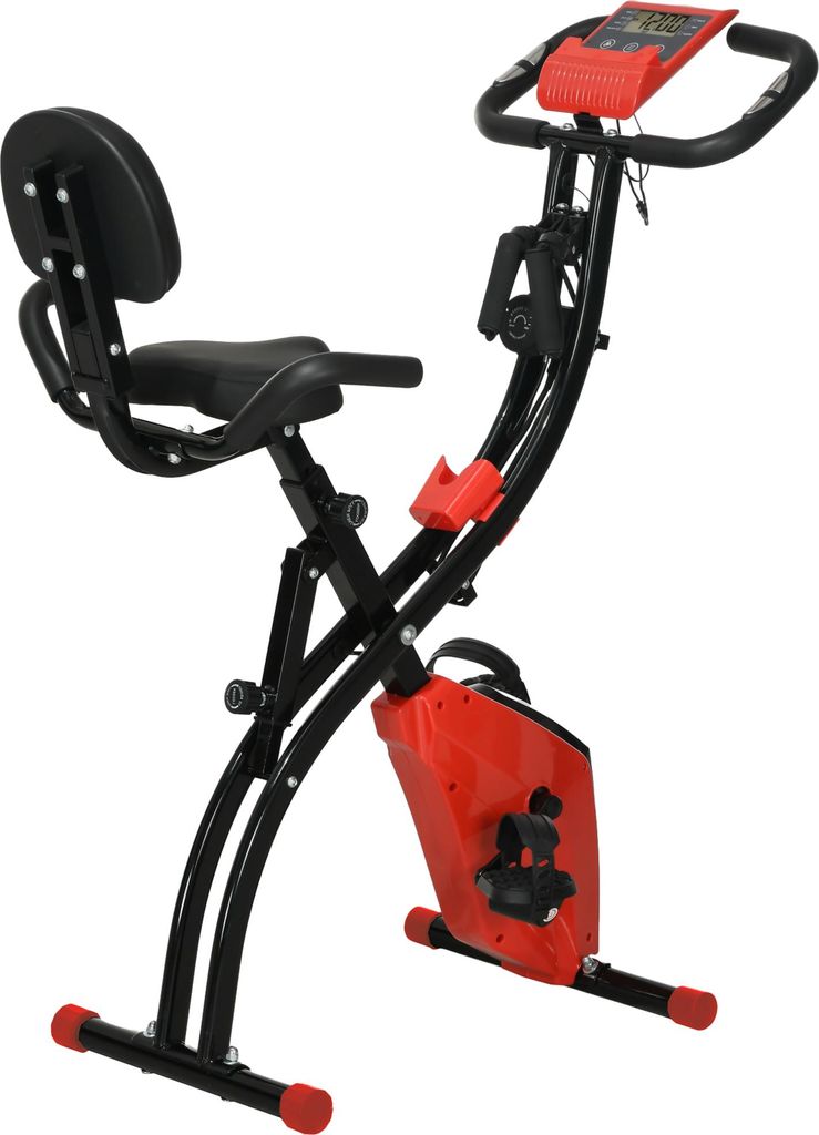Heimtrainer 2-in-1 Fahrradtrainer mit LCD-Display Pulsmesser verstellbar Sitz Räder, klappbarer Hometrainer Trimmrad mit 8 stufig Magnetwiderstand...
