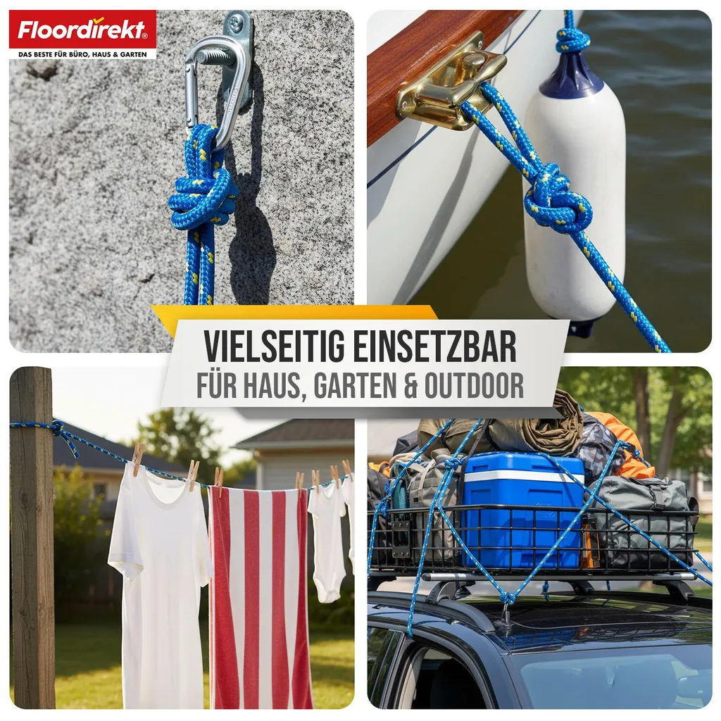 Corde extérieure pour camping et bateau 30m en polypropylène bleu
