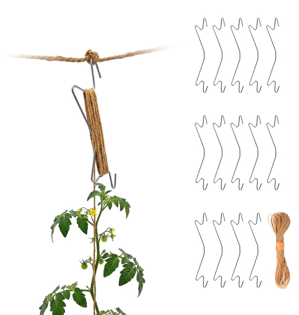 Relaxdays Tomaten Haken, 15er Set, 5 Meter kompostierbare Produktbild 