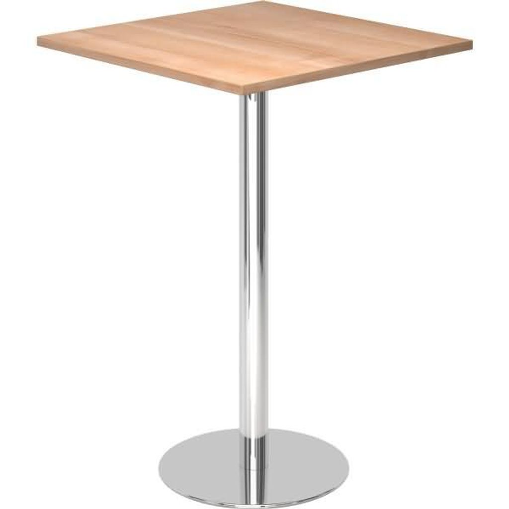 Bistro Tisch Stehtisch Besprechungstisch 08 chrom quadratische Tischplatte 80x80cm N = Nussbaum