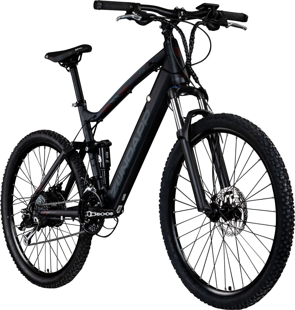 Zündapp XFS E-Mountainbike für Damen und Herren ab 170 cm E Bike 27,5 Zoll EMTB Fully schwarz/rot