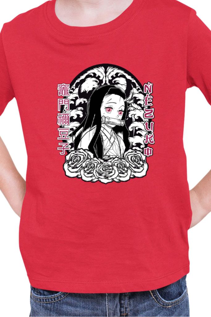 Kinder T-Shirt Japan Manga Anime Comics Animation Demon Anime Slayer Nezuko 18, 12-13 Jahr - 152 / Rot