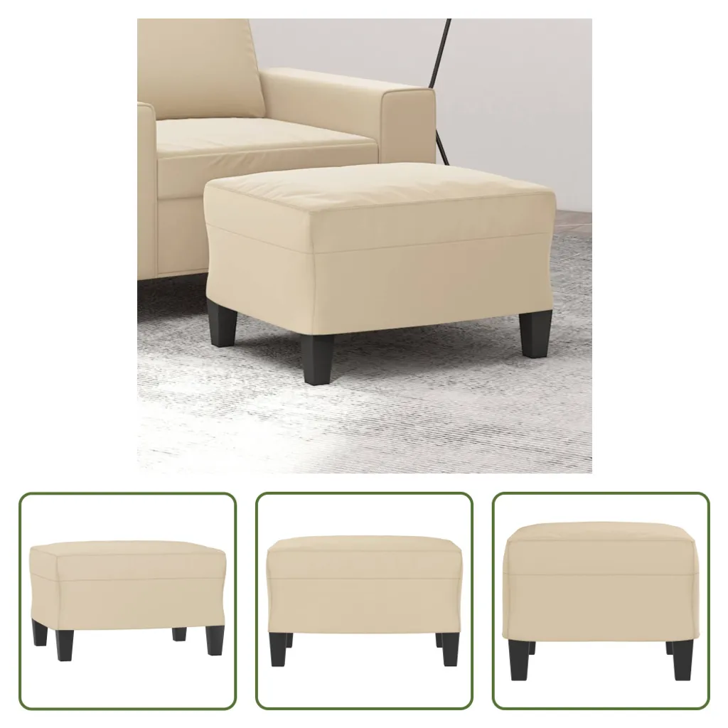 Pouf Poggiapiedi Crema 60x50x41 cm - The Living Store in Microfibra