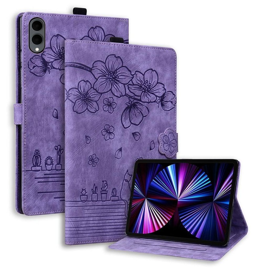 Samsung Galaxy Tab S12 Plus Hülle - Coverup Blumen & Katze Produktbild 