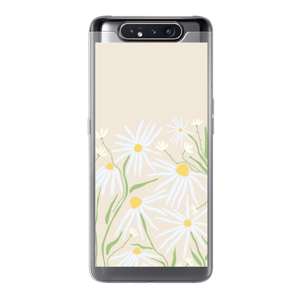 MuchoWow Handyhülle Schutzhülle Hülle für Samsung Galaxy A80 Blume - Muster - Gelb Silikon Softcase Handy Hülle - Schutzdeckel