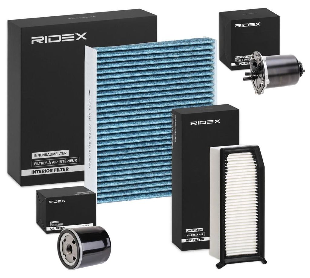 RIDEX Filterset Inspektionspaket Filtersatz für RENAULT Clio IV Schrägheck (BH) Captur (J5, H5) Clio IV Grandtour (KH) CLIO IV Kasten Duster (HM)
