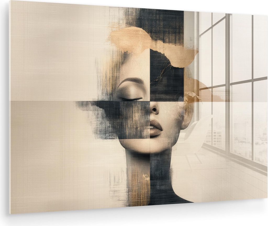 MuchoWow Glasbilder - Bilder auf Wandbild - Foto auf Glas Gold - Frau - Rechtecke 120x80 cm Wanddekoration aus Glas - Acrylglasbild - Acrylbilder -...