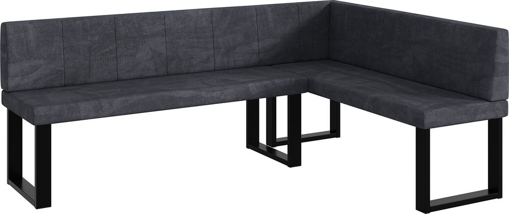MEBLINI Eckbank für Esszimmer - Küchenbank - Essecke - Sitzecke Küche - PETER - U-Beine 142x196x87cm Rechts - Dunkelgrau Samt
