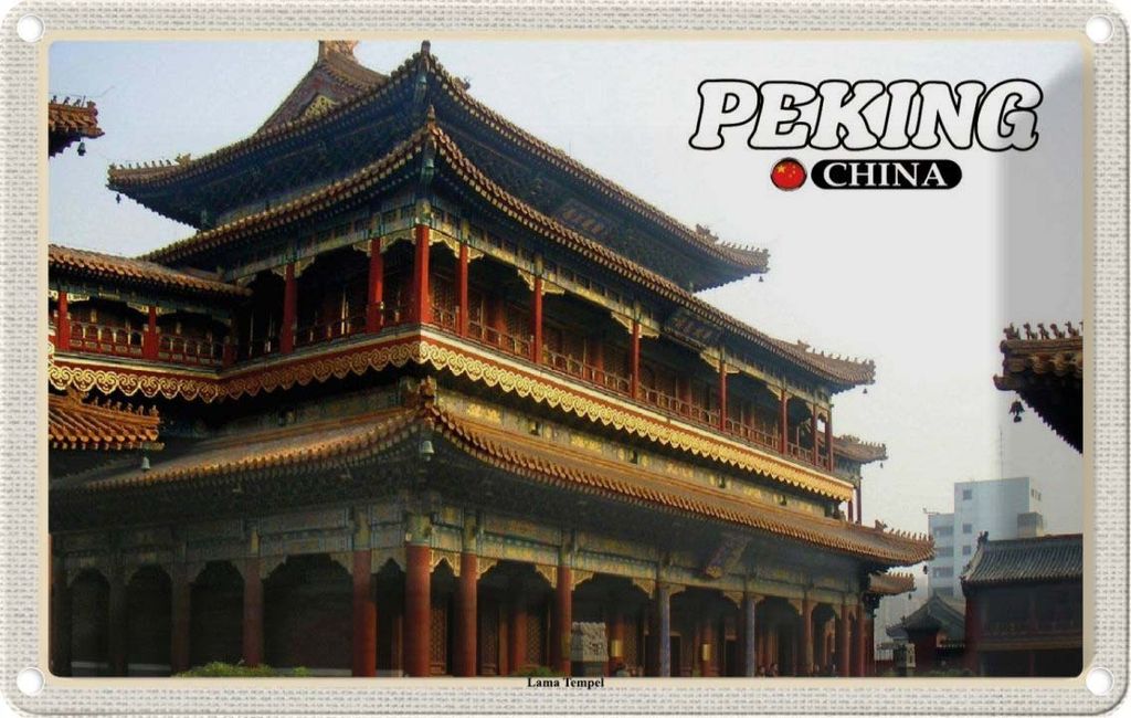 vianmo Blechschild 12x18 cm Peking China Lama Tempel Bildmotiv Reisemotiv Abenteuer Reisen