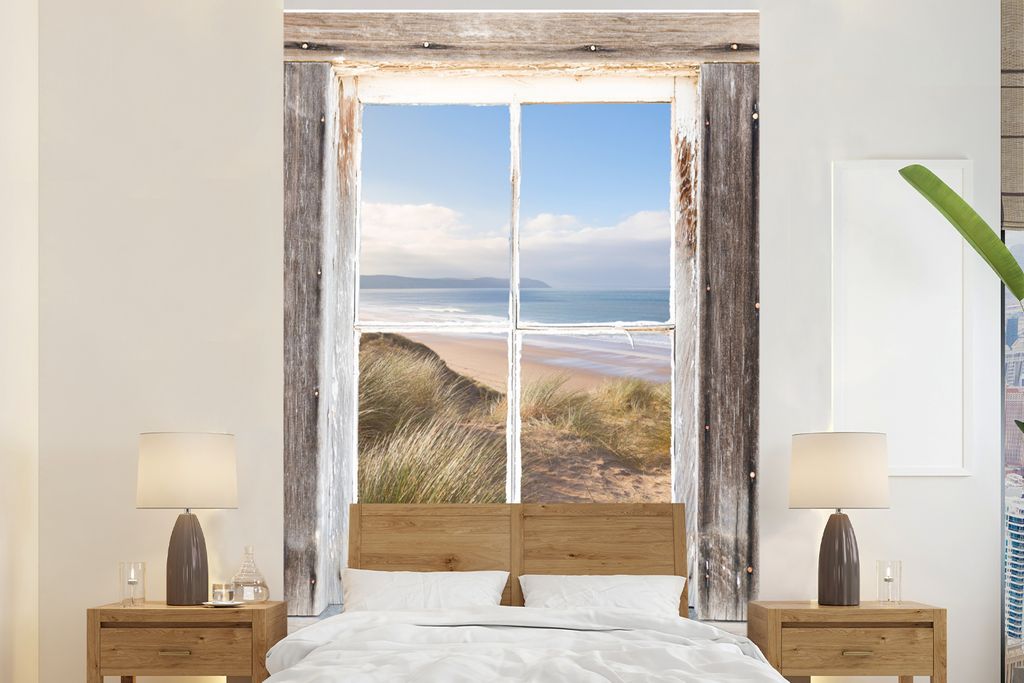 MuchoWow Fototapete für Wohnzimmer oder Schlafzimmer Wandtapete Vinyl Motivtapete Strand - Meer - Blick - 195x300 cm - Das Hintergrundbild