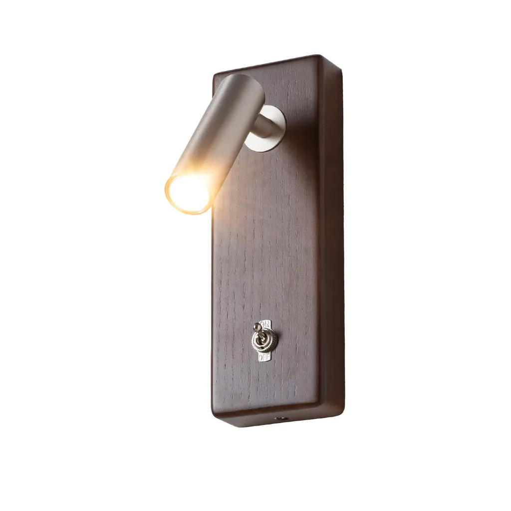 Lampe de lecture murale LED Opera 3W avec interrupteur et base bois