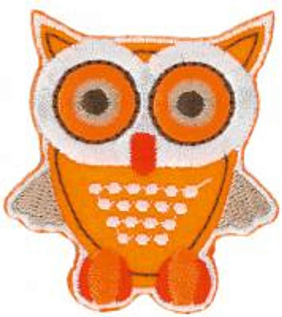 Kleiber LM-4591 Eule orange Bügelbild, Patch, ca. 5,5 x 5 cm Applikation