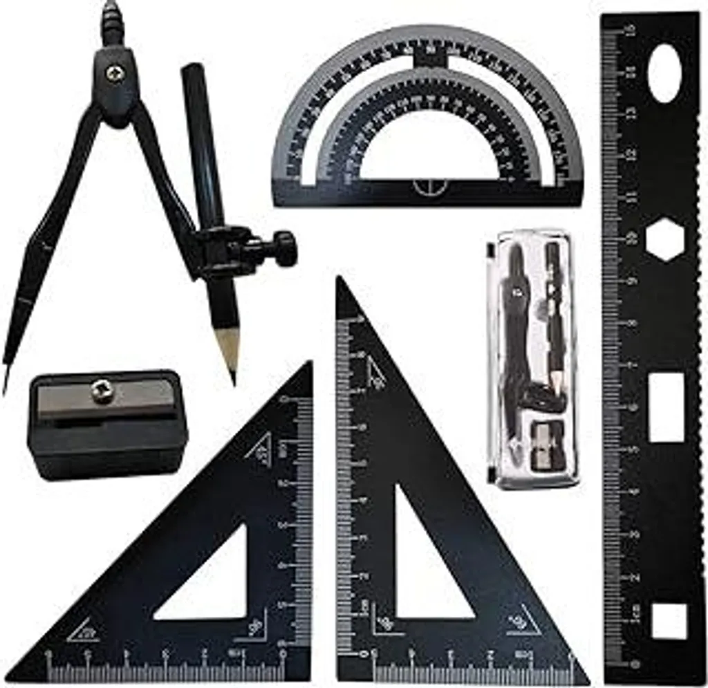 Set Disegno Tecnico 7 Pezzi Geometria Matematica per Studenti e Artisti