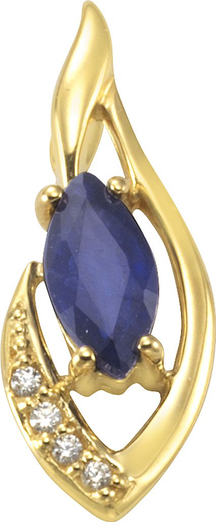 F Anhänger 375/- Gold 1,75cm gelb Saphir 341340008-5