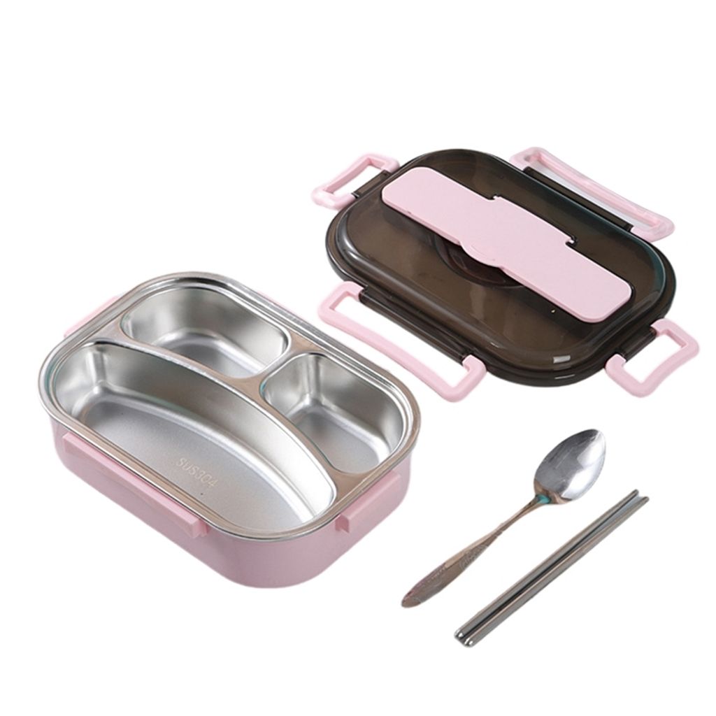 Chill Bento-Lunchbox Mit Eisbeutel – Auslaufsicher, 3 Fächer, Abnehmbar & In Rosa