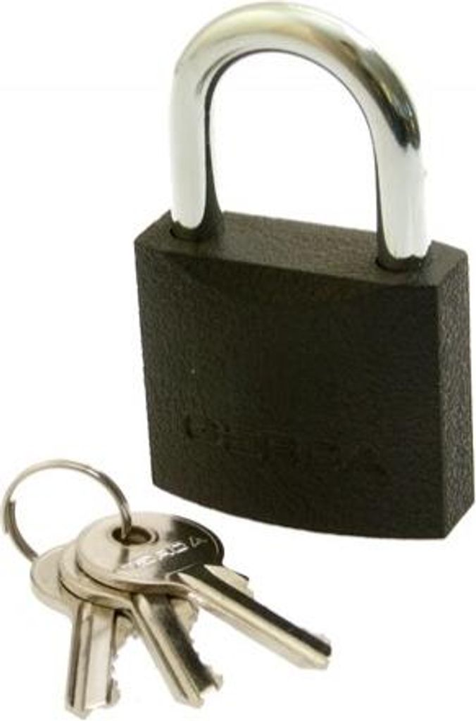 GERDA IRON LINE KZZS S30 Vorhängeschloss mit schwarzem Riegel aus Gusseisen, 3 Schlüssel